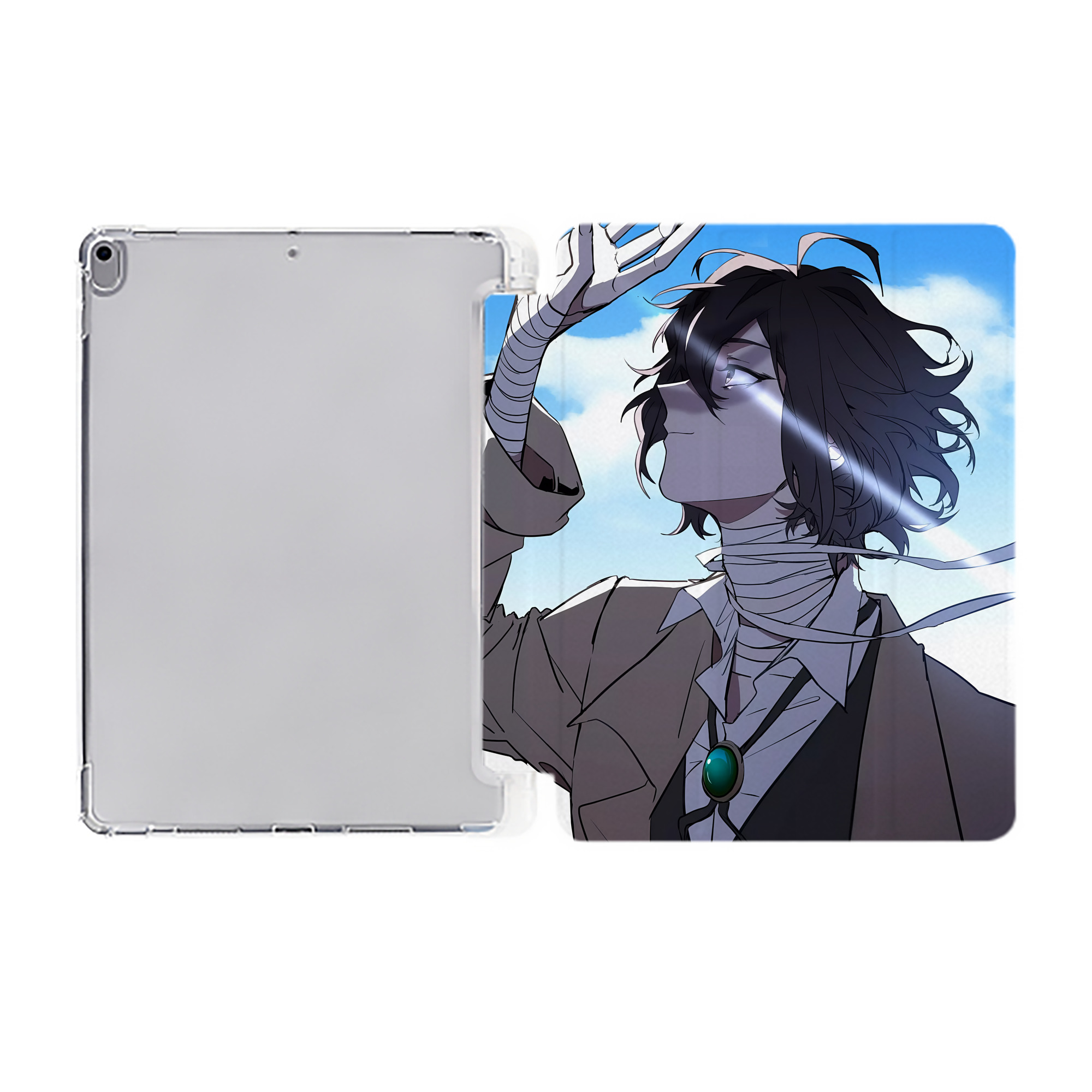 （画像用） 文豪ストレイドッグス Bungo Stray Dogs IPad ケース ペン収納付き 三つ折りスタンド PUレザー×シリコン 対応機種9.5/10.5/10.9インチ